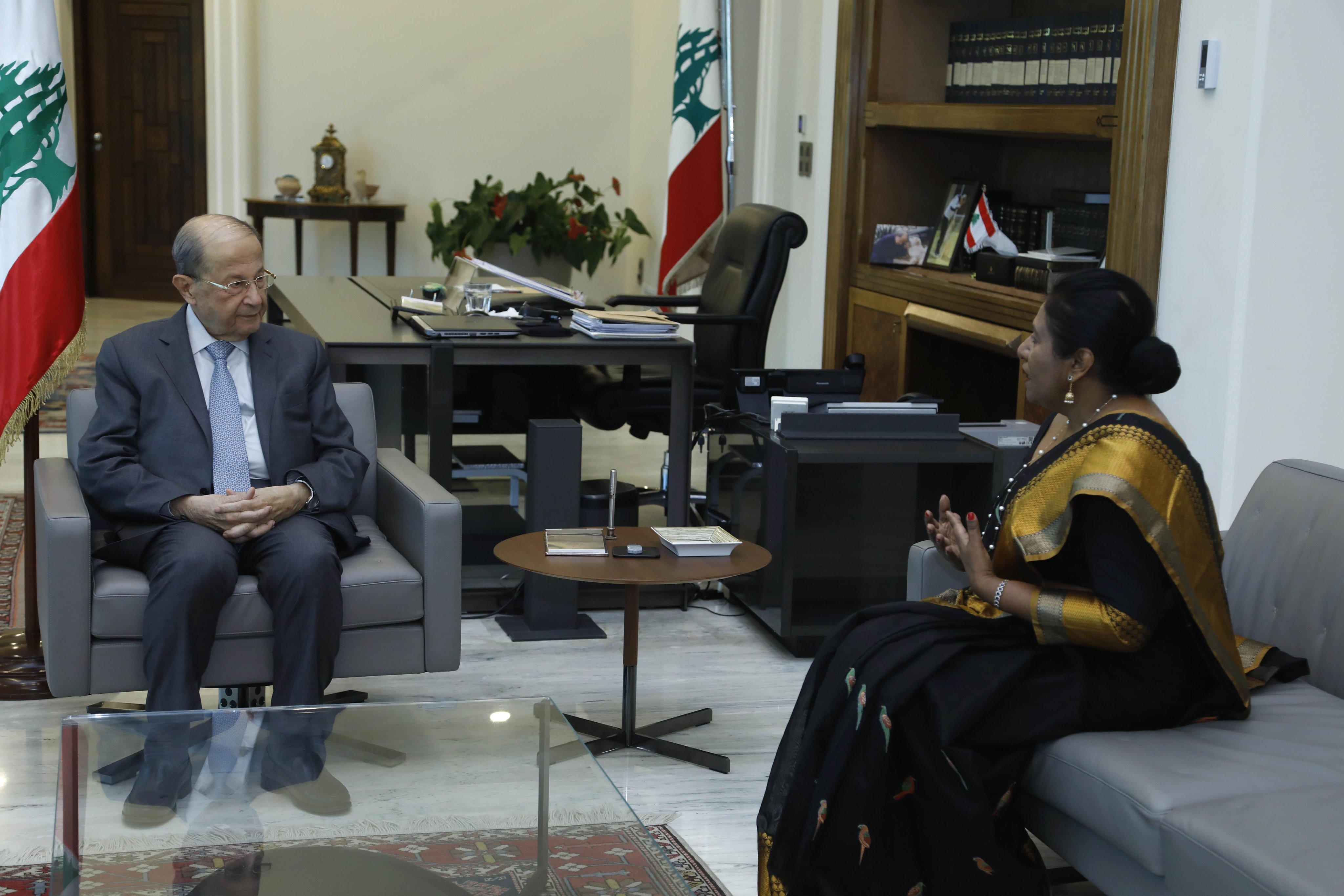 Lebanon President with Sri Lankan Ambassador