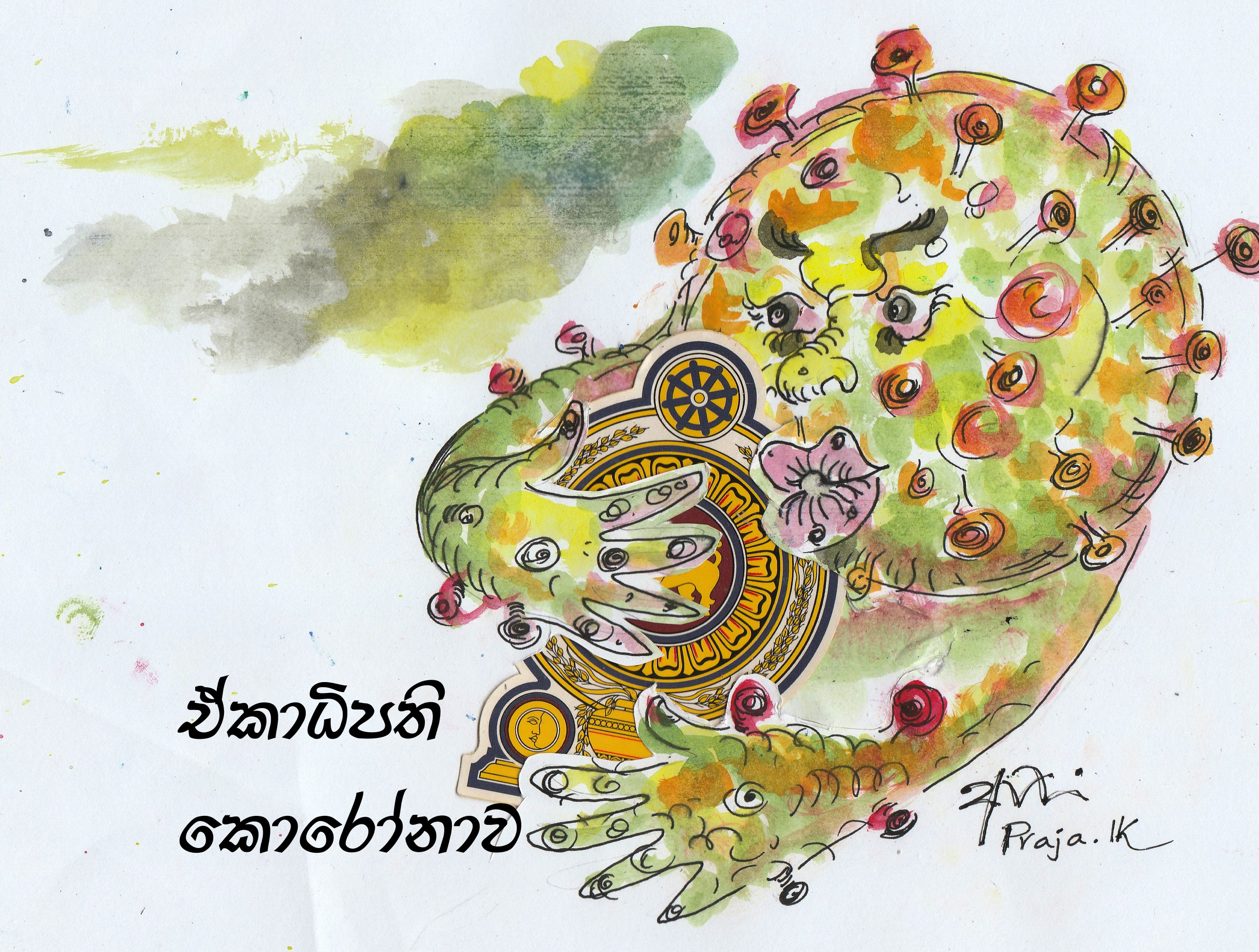 Dictator Corona - cartoon by Ajith Perakum Jayasinghe