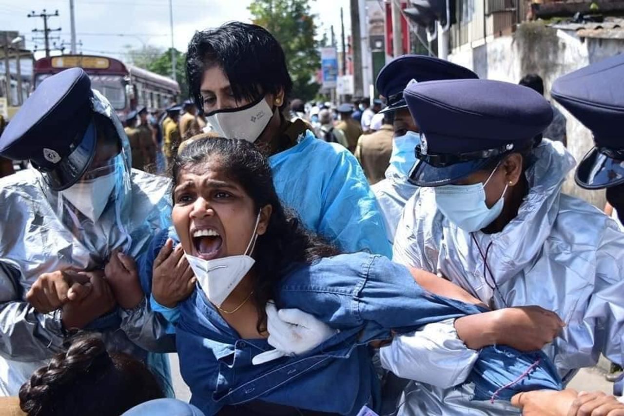 Use of quarantine laws to suppress protests in Sri Lanka
