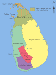 16th century political map of Sri Lanka